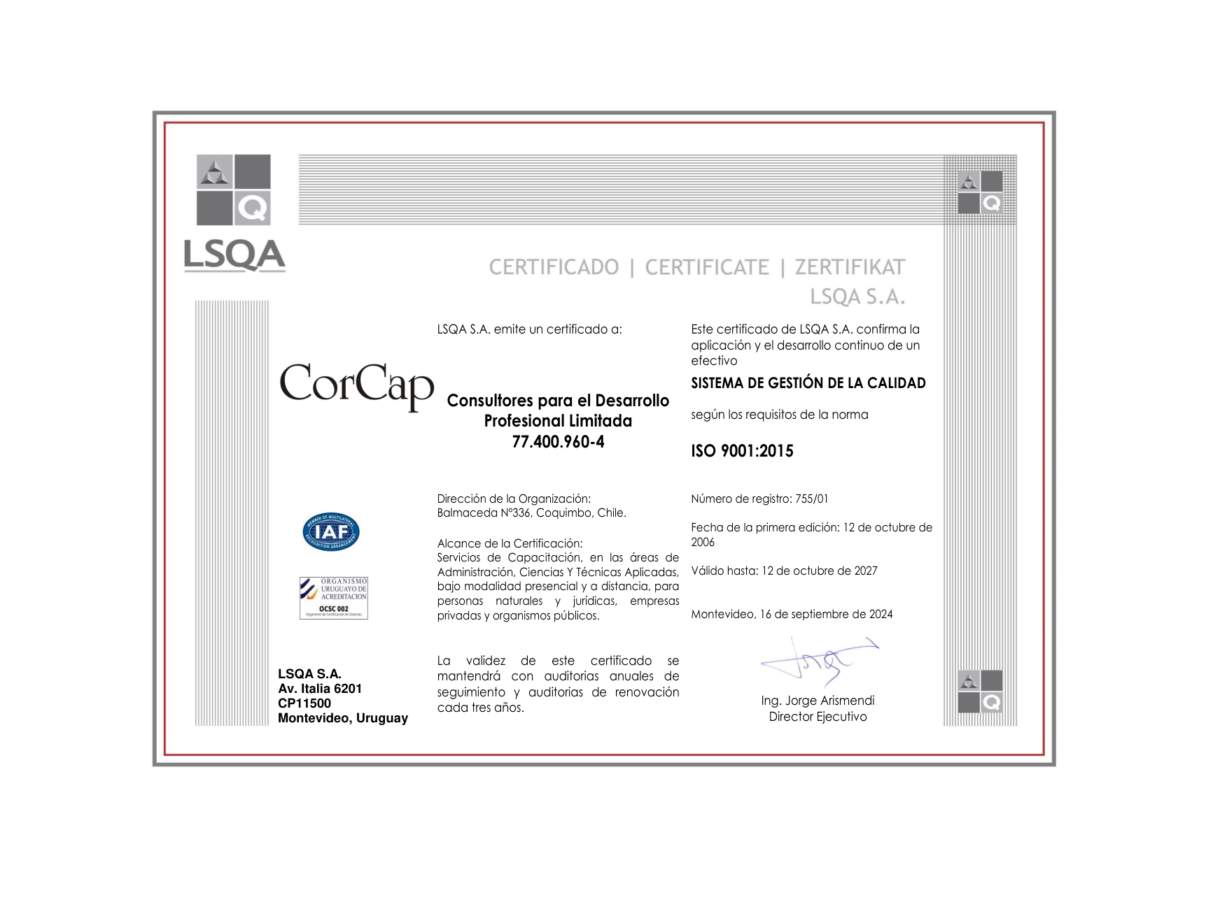 CORCAP LTDA. ISO 9001